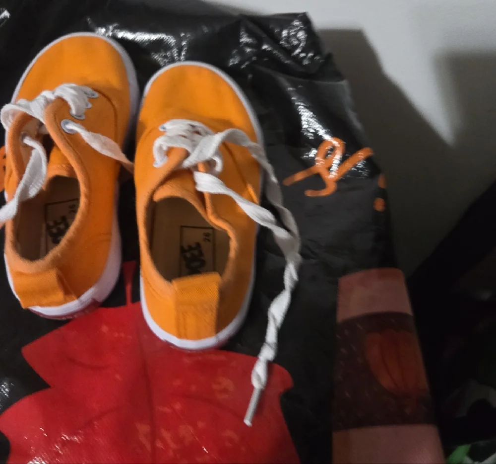Kids Orange Canvas Sneakers with White Laces